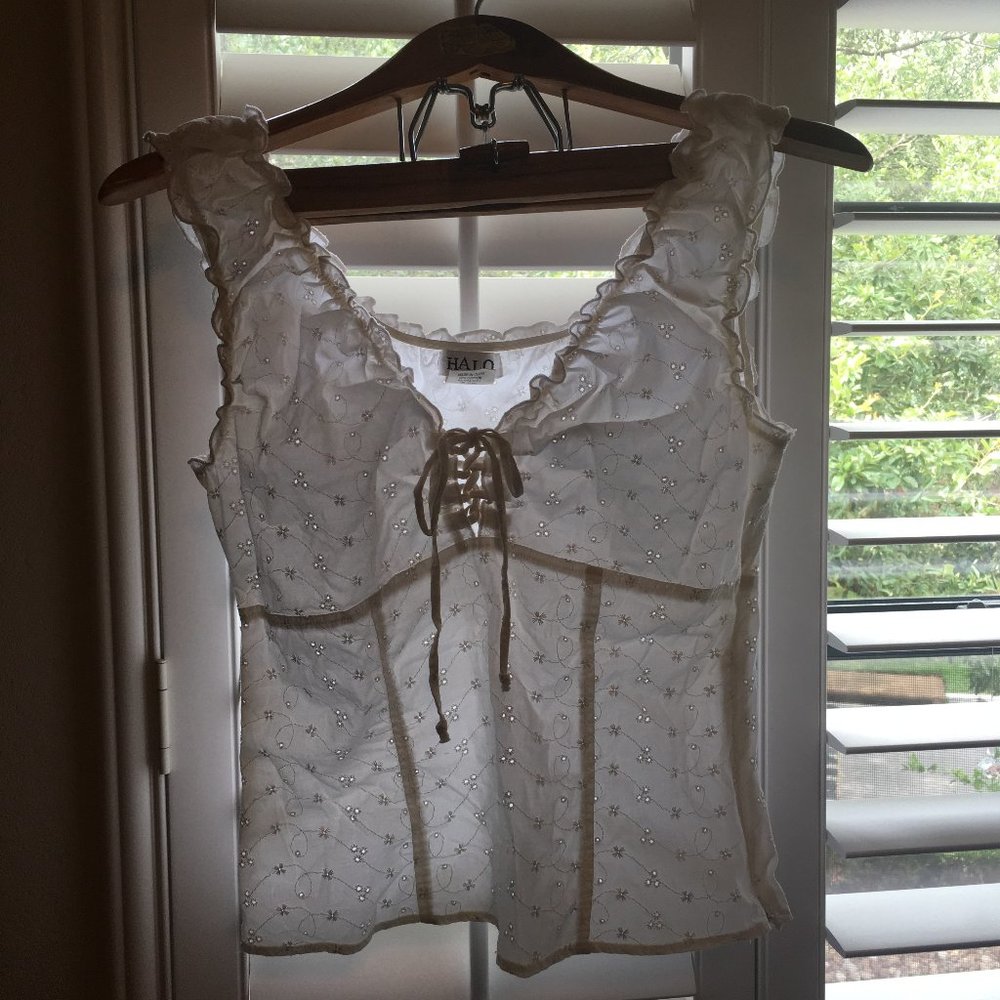 Eyelet sleeveless top